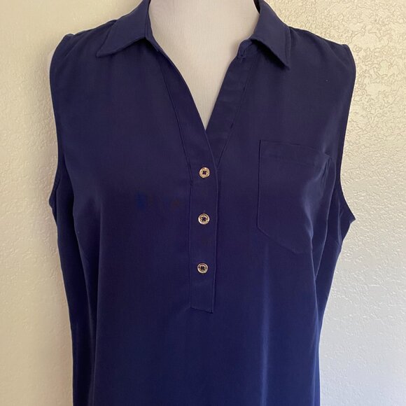 Dana Buchman Navy Blue Shirt Style Dress Size XL - Picture 2 of 12